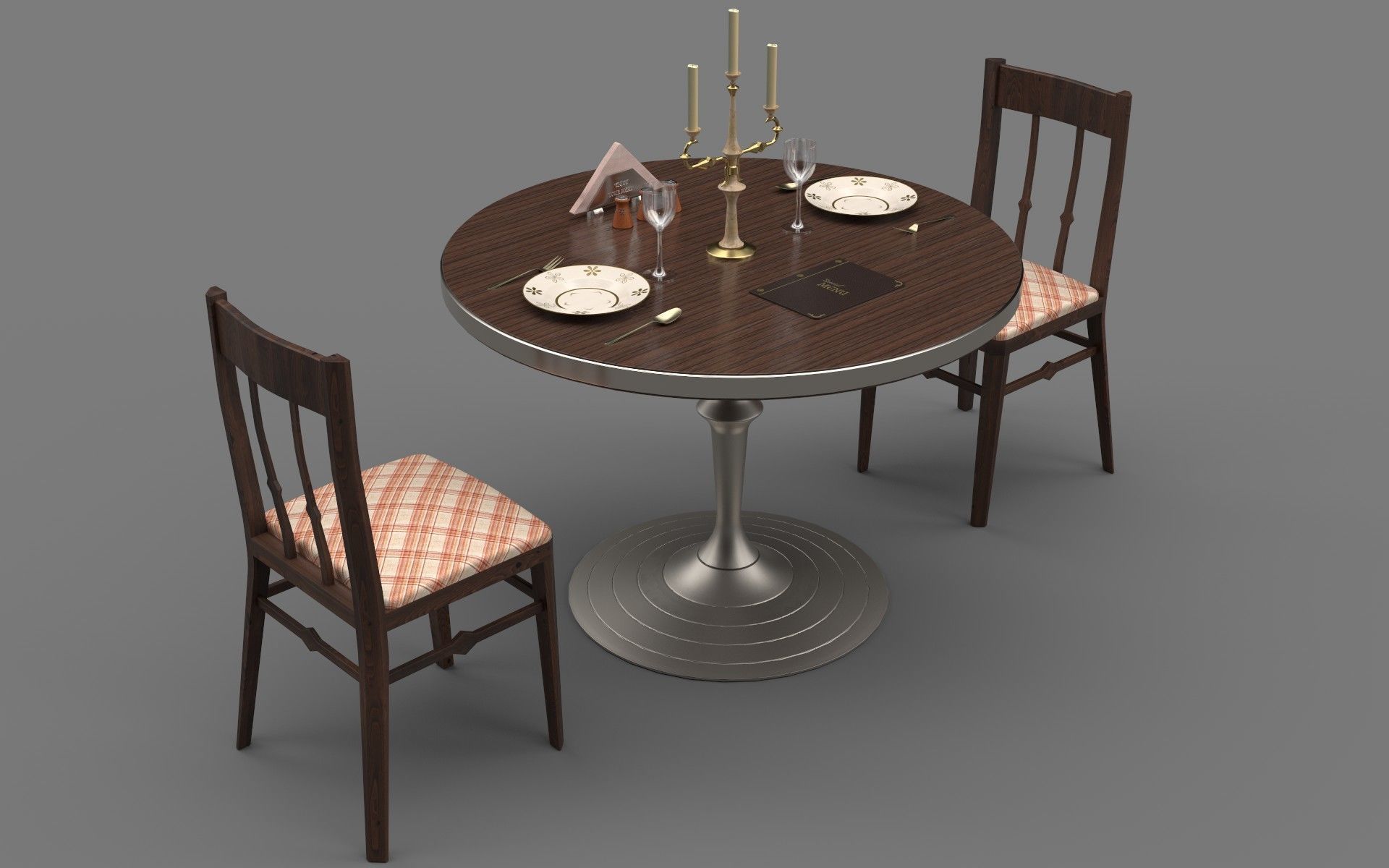 Circular Food Table Low-poly 3D model_1