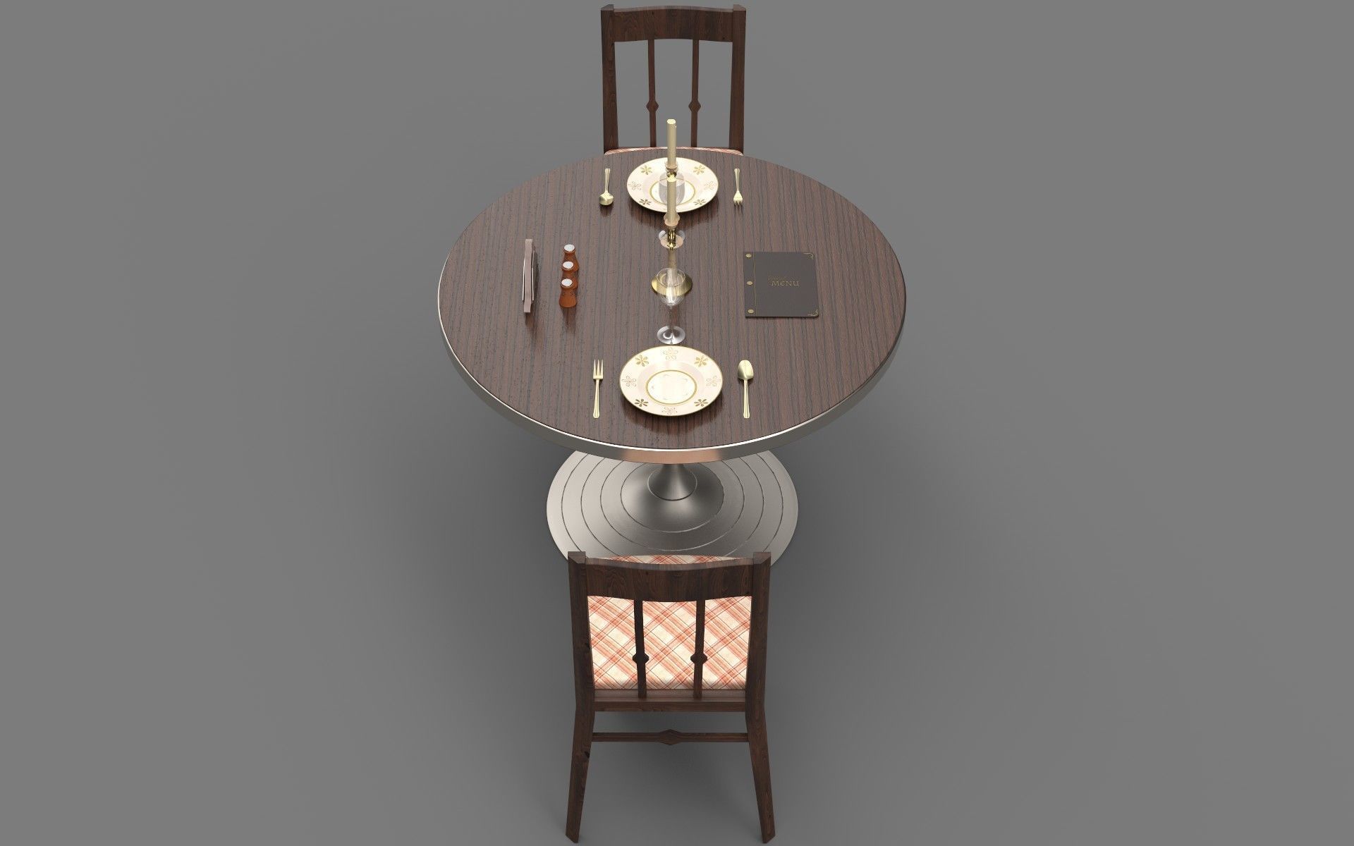 Circular Food Table Low-poly 3D model_7
