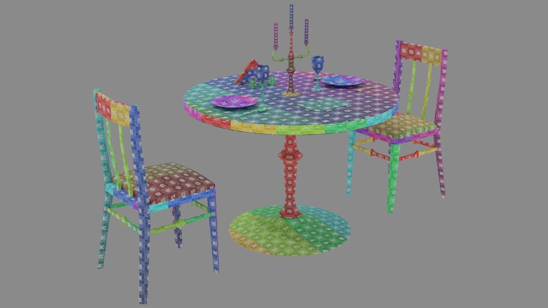 Circular Food Table Low-poly 3D model_20