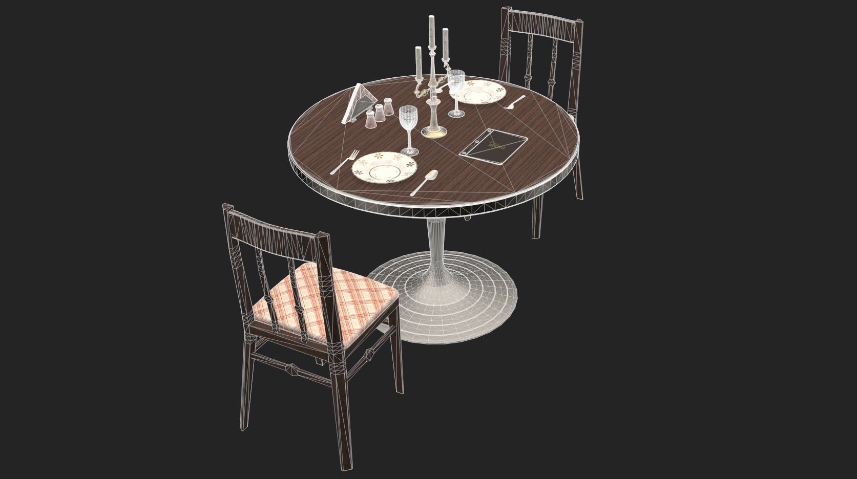 Circular Food Table Low-poly 3D model_26