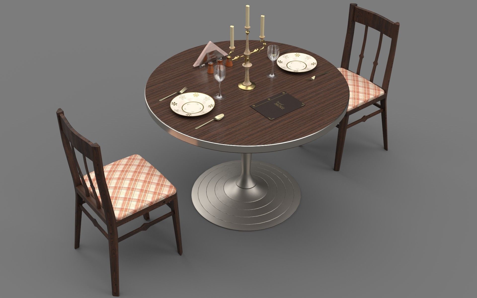 Circular Food Table Low-poly 3D model_8