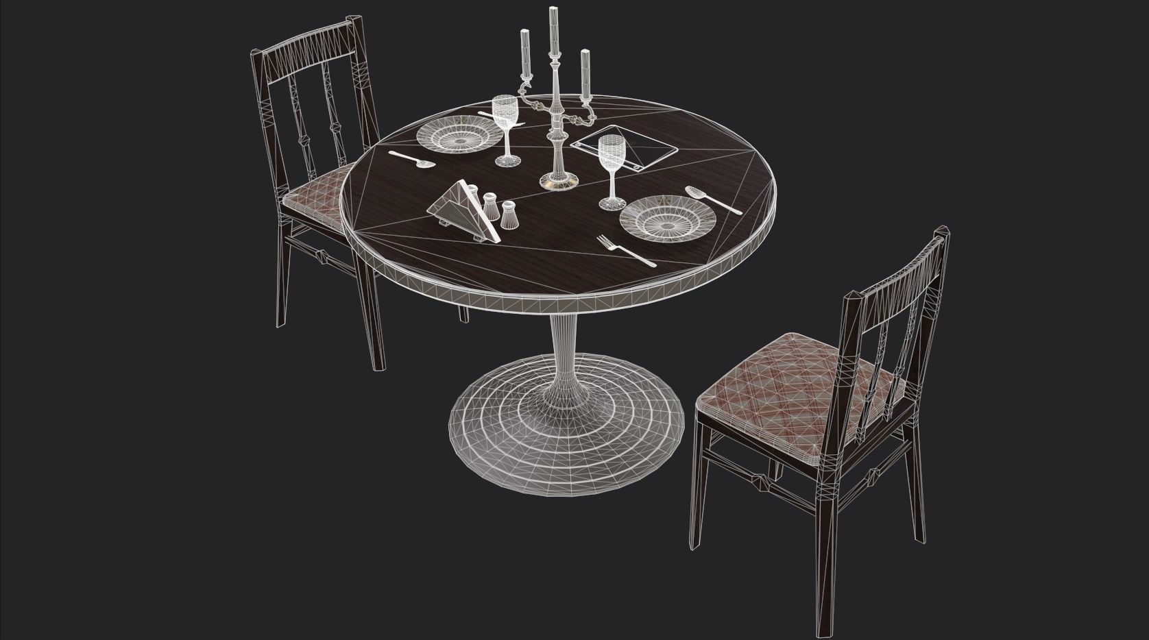 Circular Food Table Low-poly 3D model_22