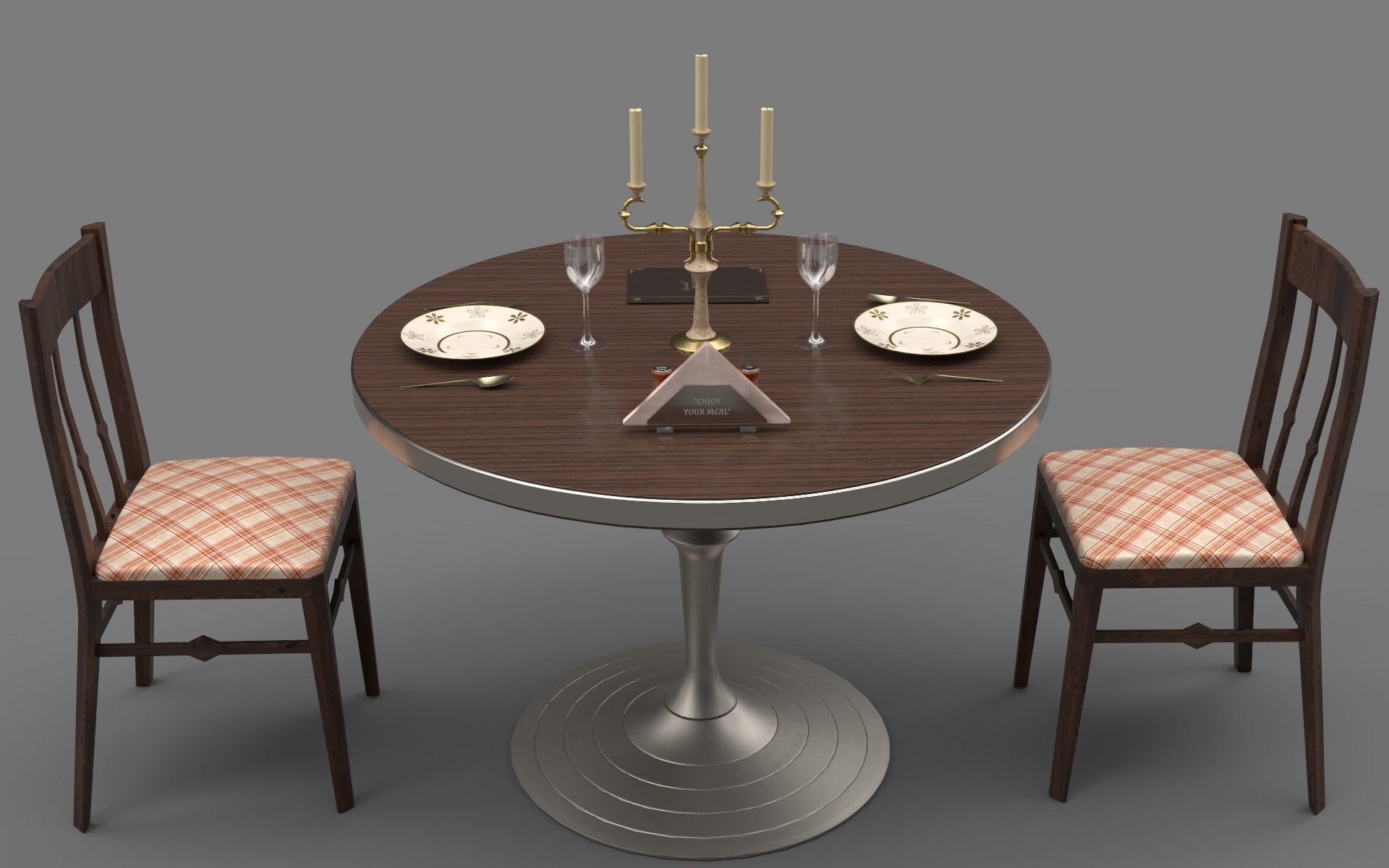 Circular Food Table Low-poly 3D model_6