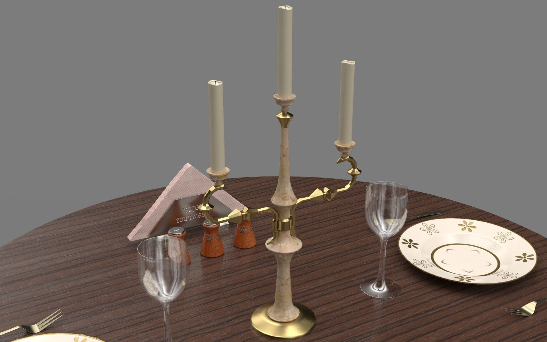Circular Food Table Low-poly 3D model_19