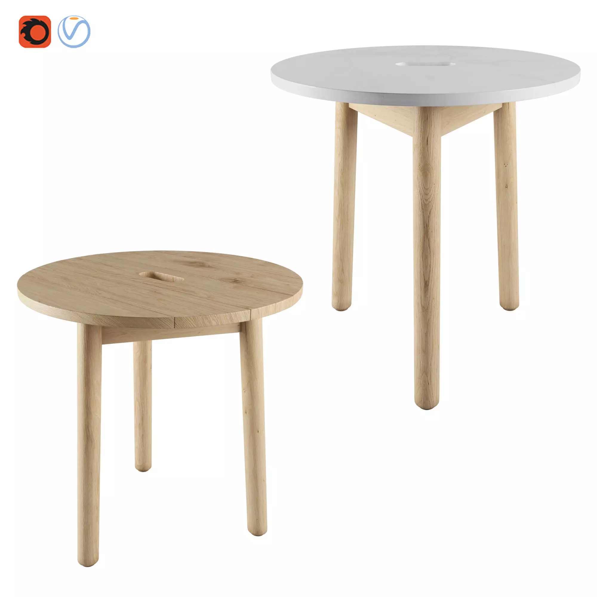 Riva Side table By Jasper morrison 3D model_0