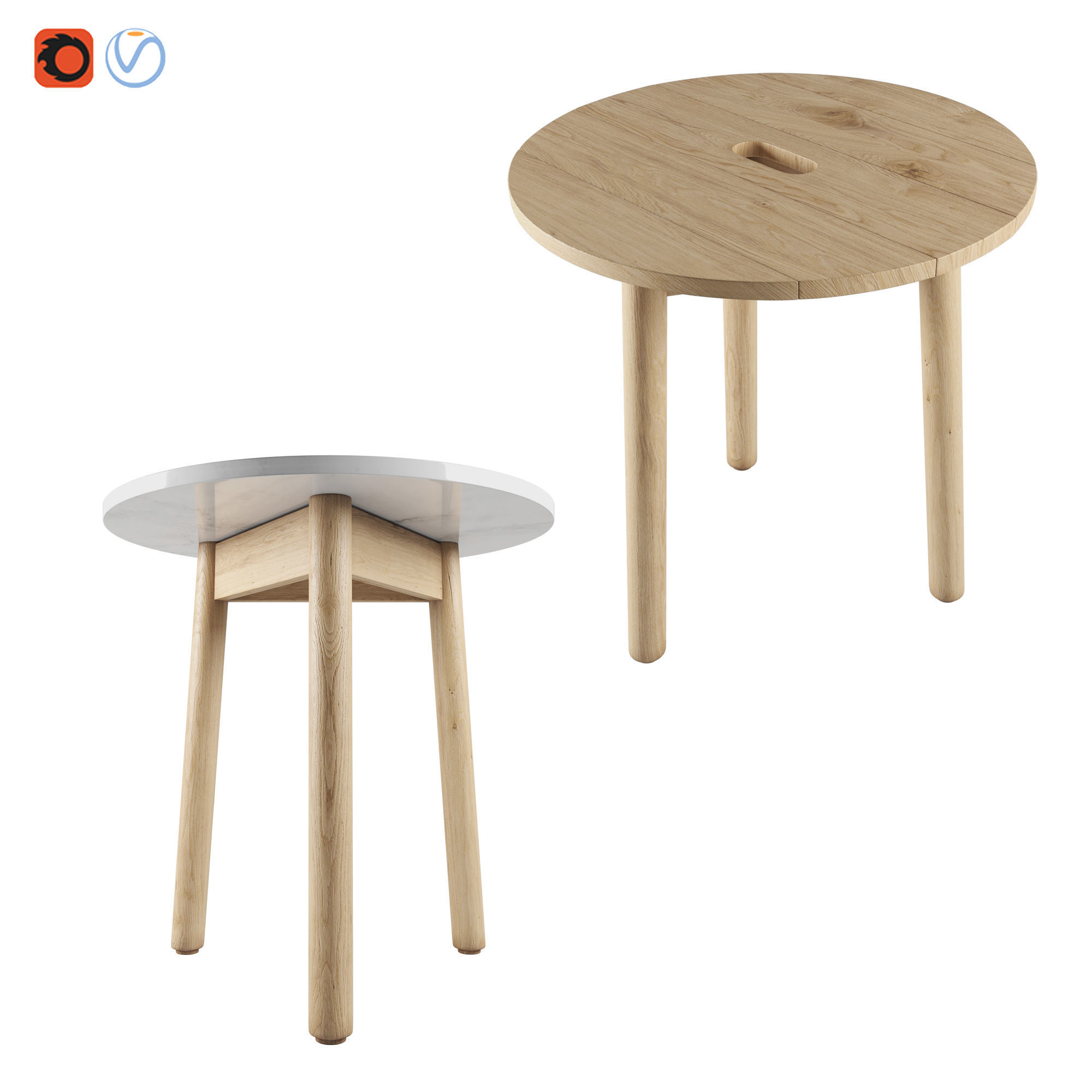 Riva Side table By Jasper morrison 3D model_1