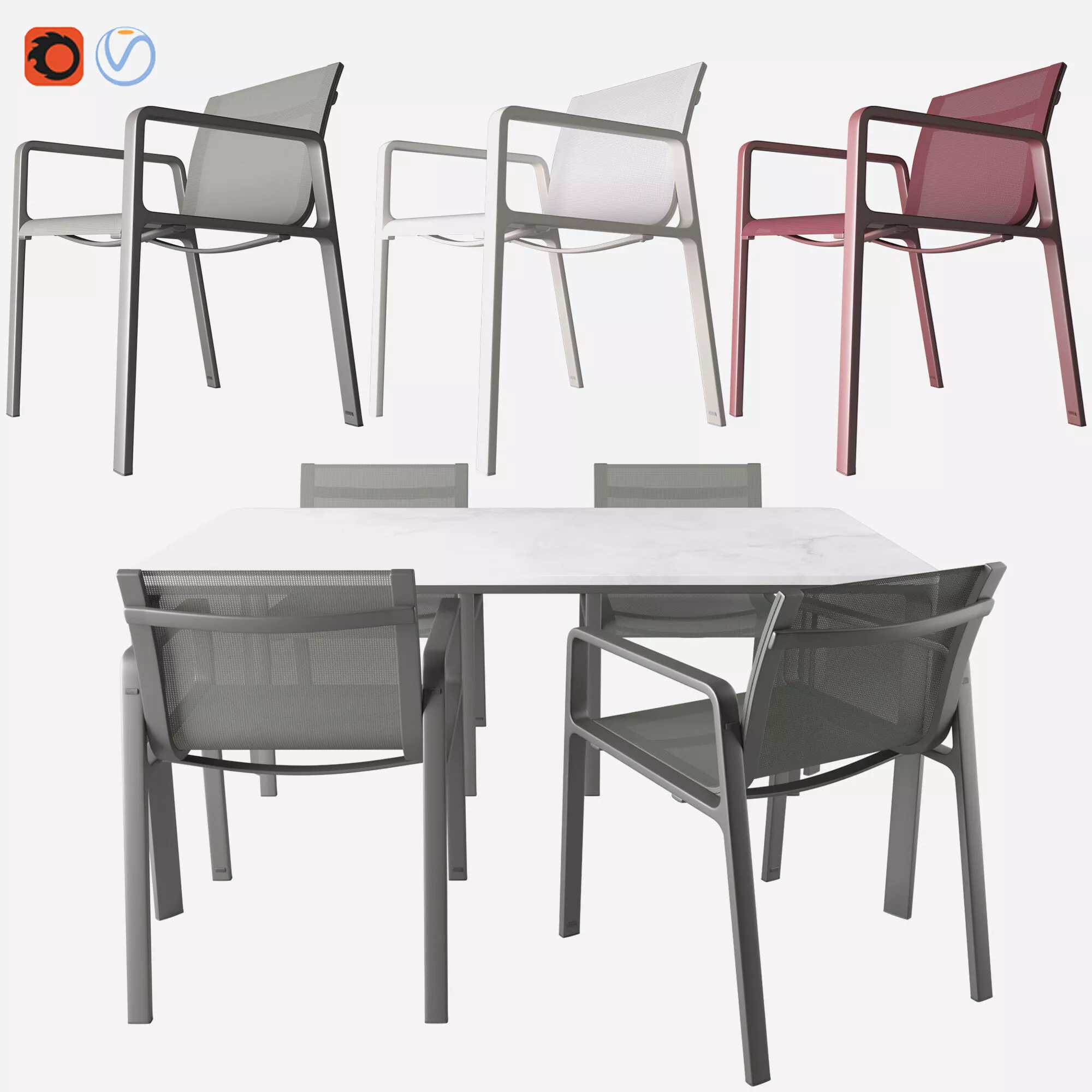 Parklife Armchair and Table By Jasper morrison 3D model