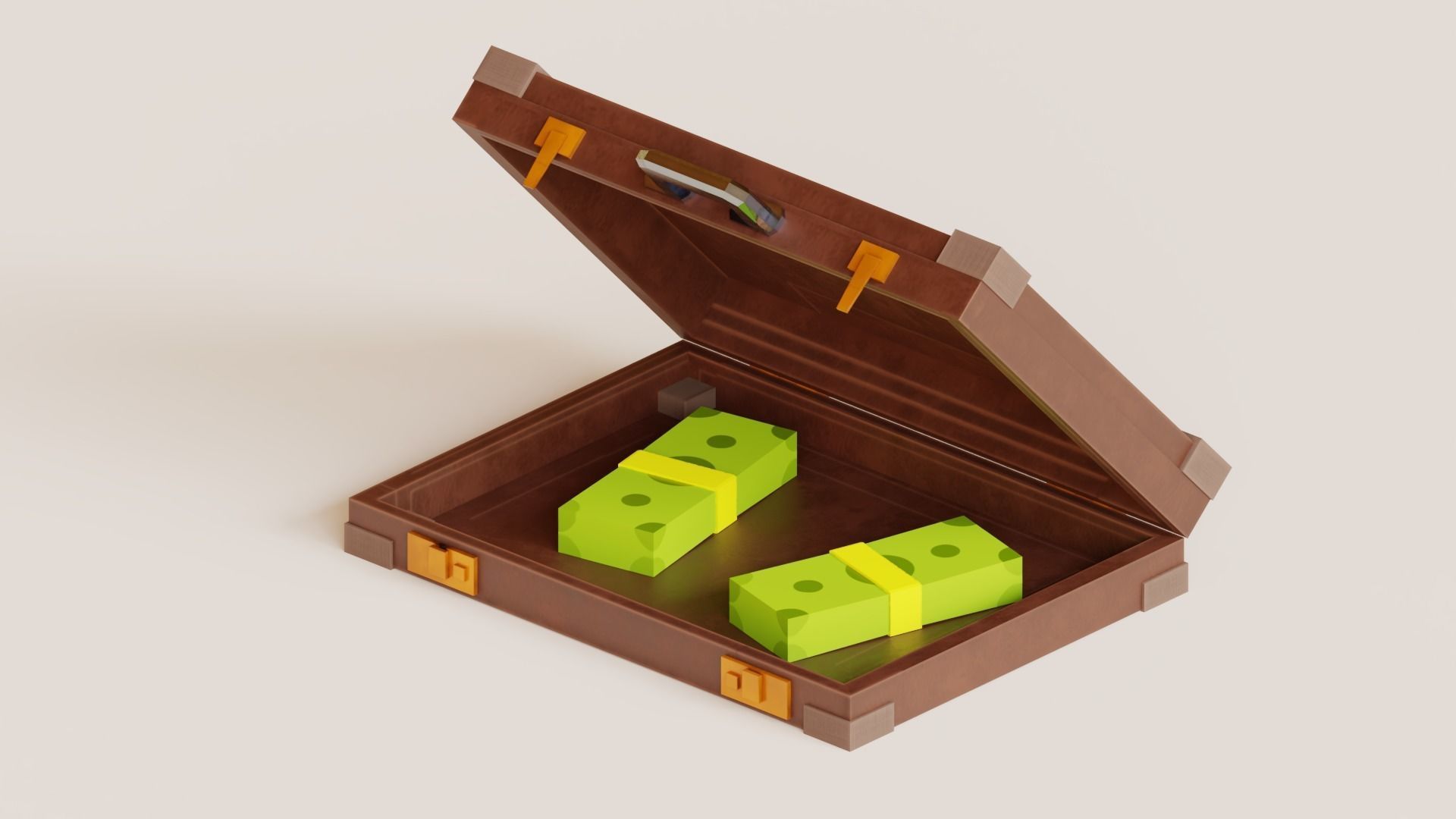 Money - Low Poly suitcase Low-poly 3D model_4