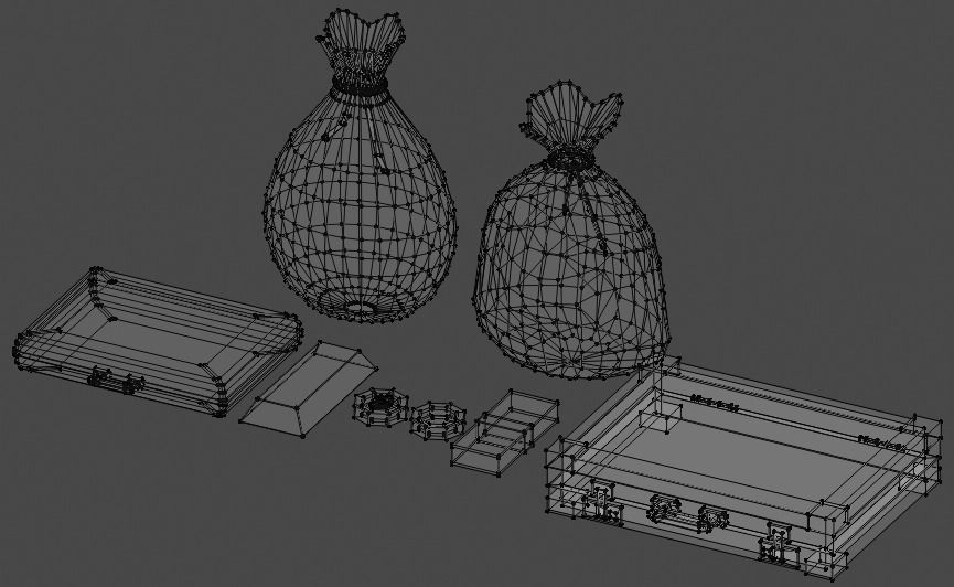 Money - Low Poly suitcase Low-poly 3D model_19