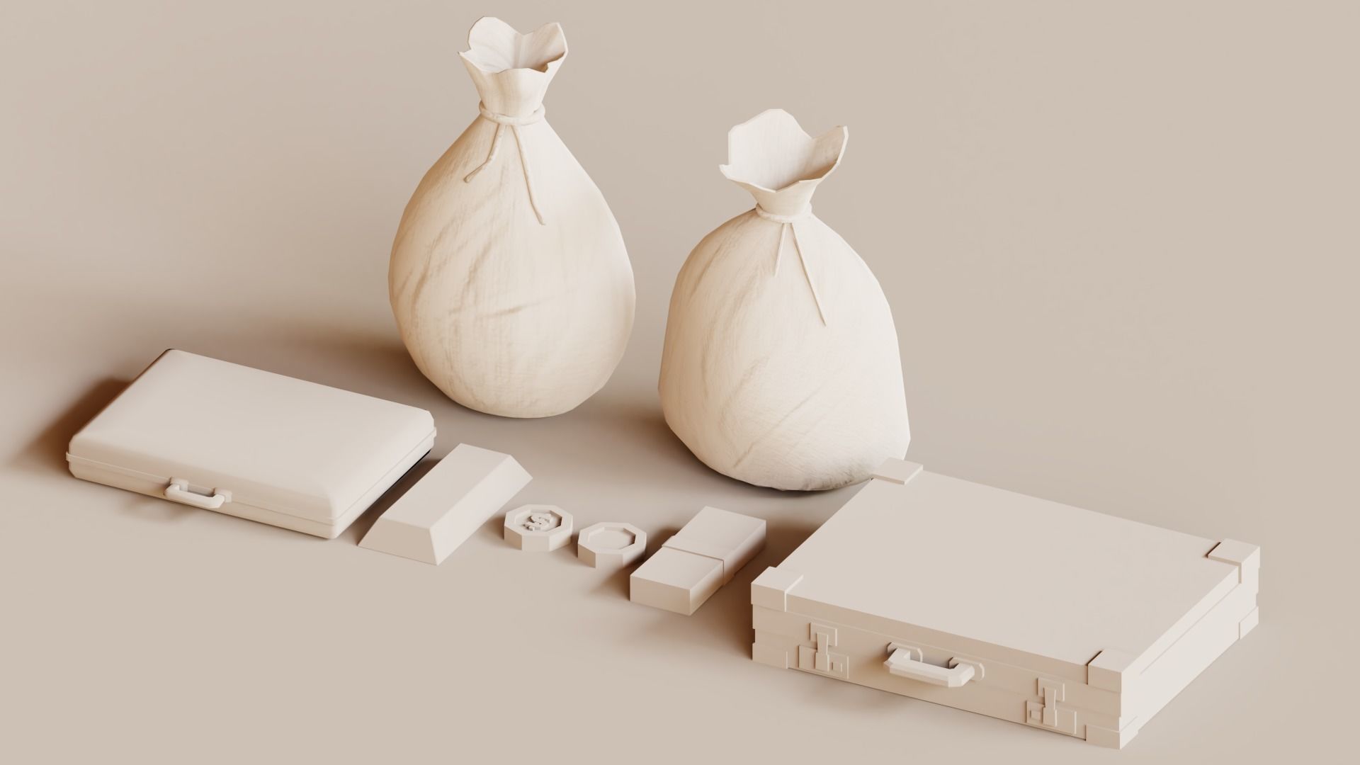 Money - Low Poly suitcase Low-poly 3D model_13