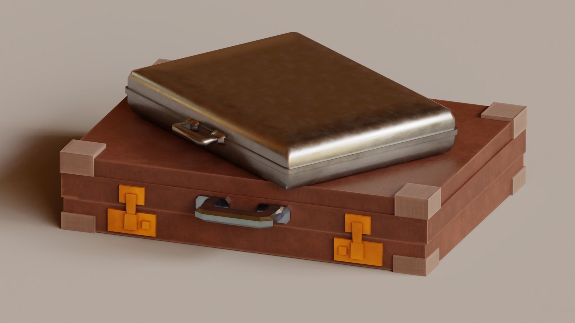 Money - Low Poly suitcase Low-poly 3D model_6