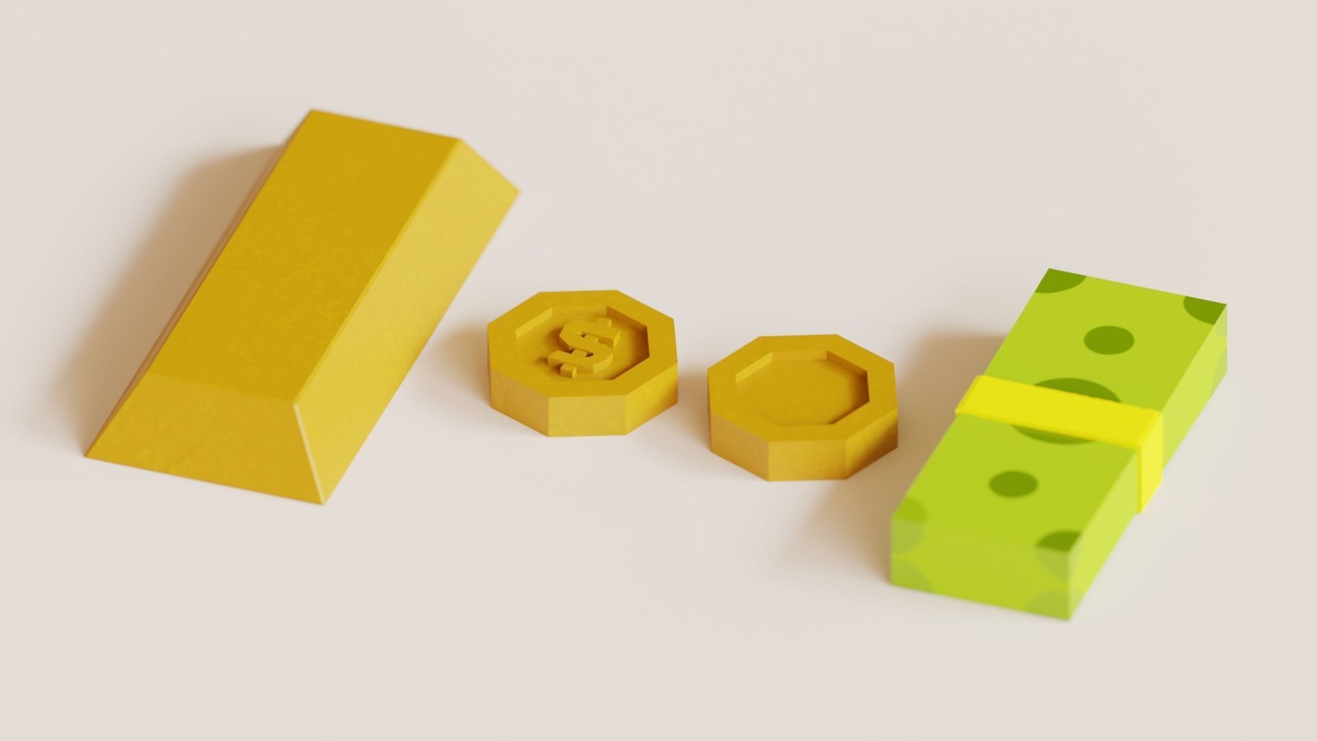 Money - Low Poly suitcase Low-poly 3D model_5