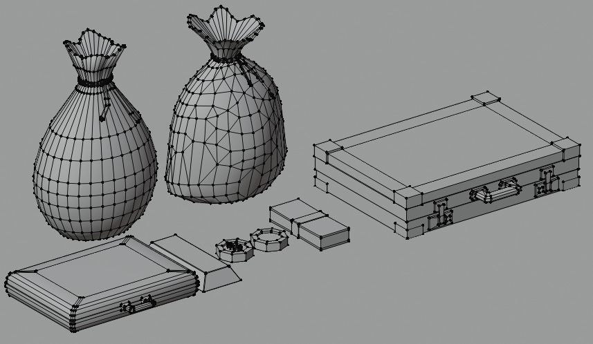 Money - Low Poly suitcase Low-poly 3D model_20