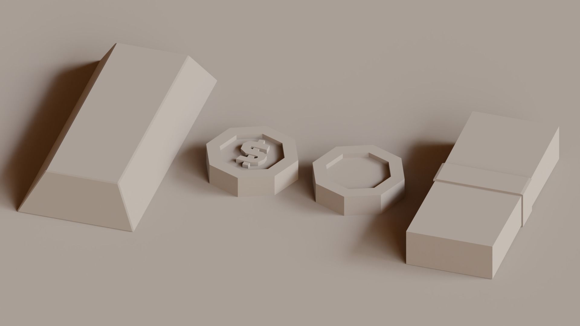 Money - Low Poly suitcase Low-poly 3D model_16