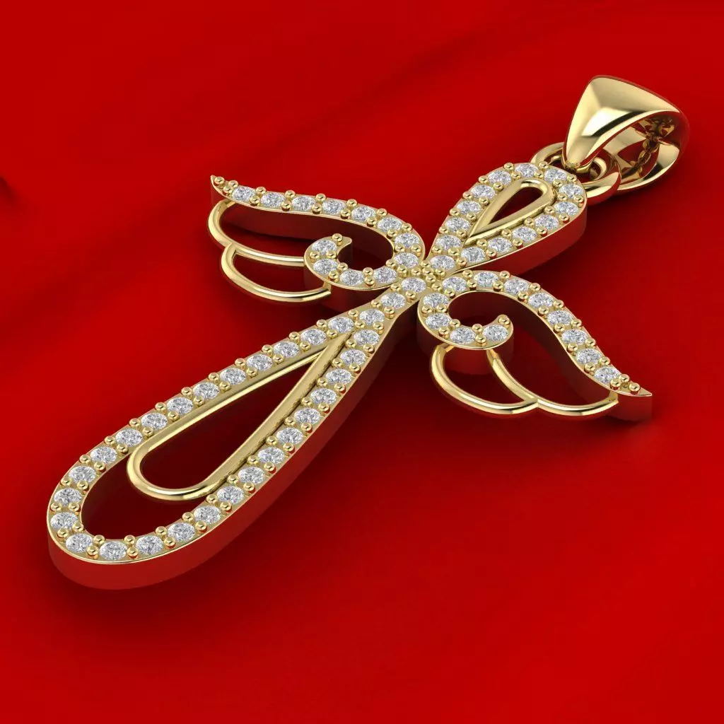 Cross with angels wings 3D print model