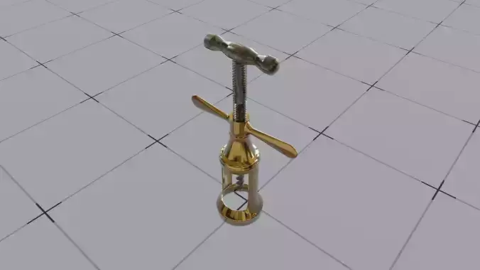 Corkscrew golden tool 3D model