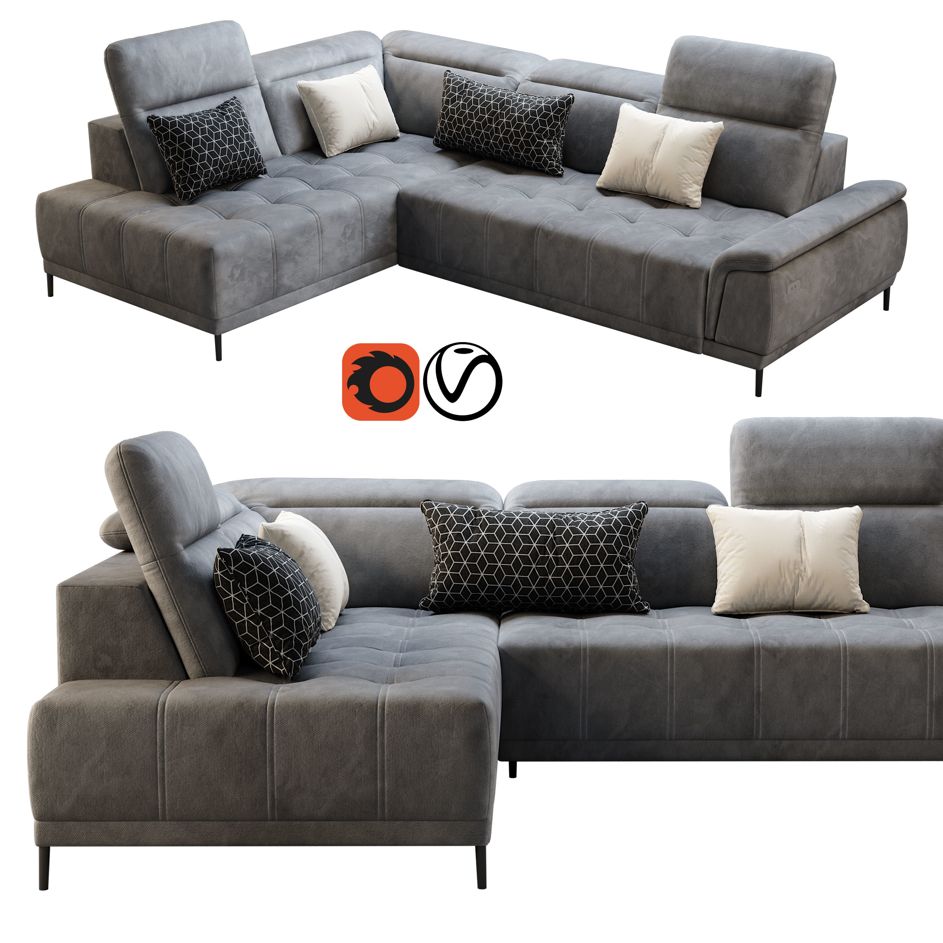 Wersal Calvaro L Sofa 3D model_1