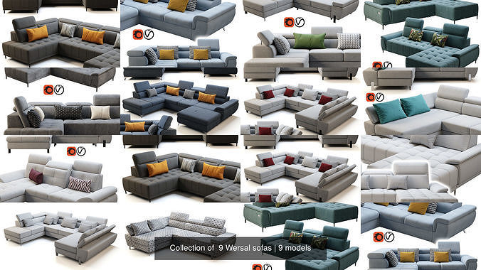 Collection of  9 Wersal sofas 