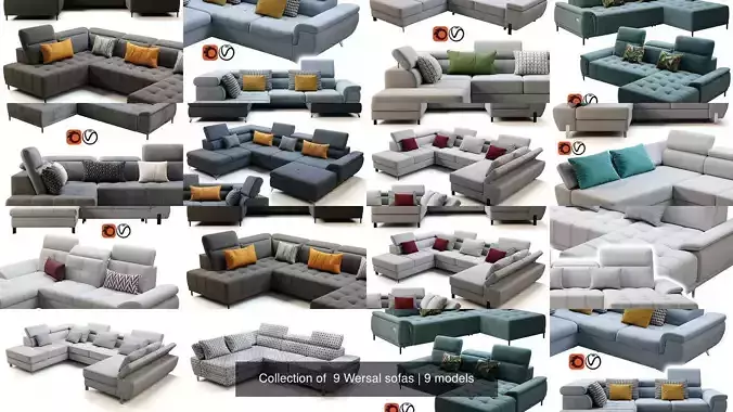 Collection of  9 Wersal sofas