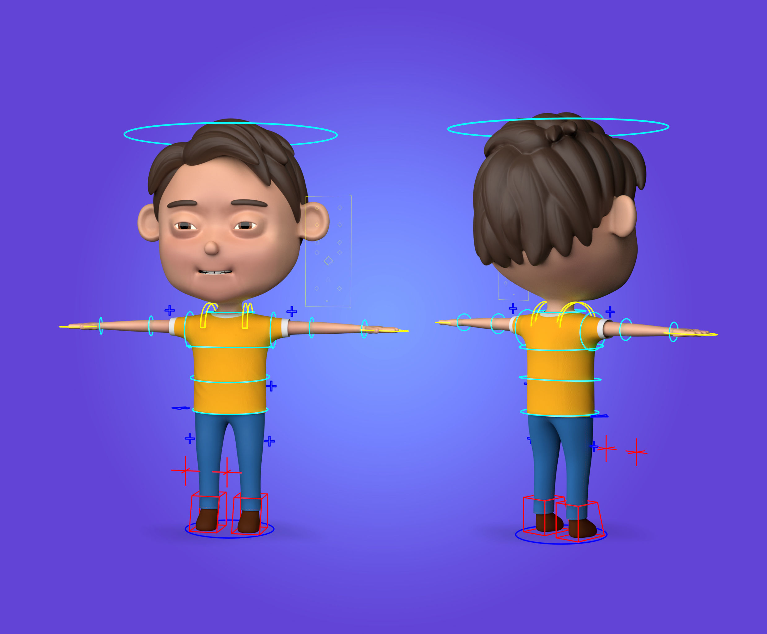 Cartoon Boy Rigged and Animated Low-poly 3D model_3