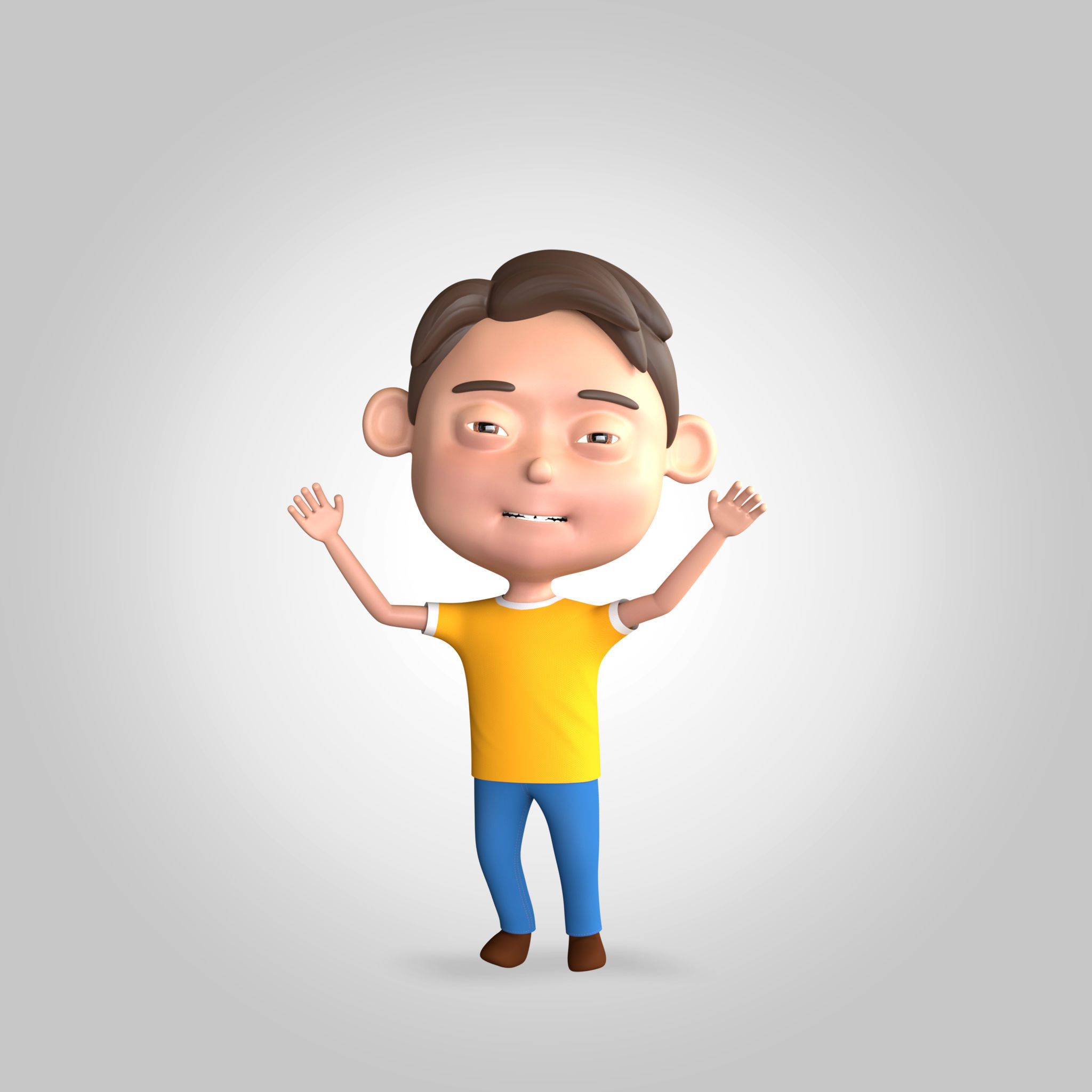 Cartoon Boy Rigged and Animated Low-poly 3D model_7