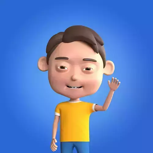 Cartoon Boy Rigged and Animated Low-poly 3D model