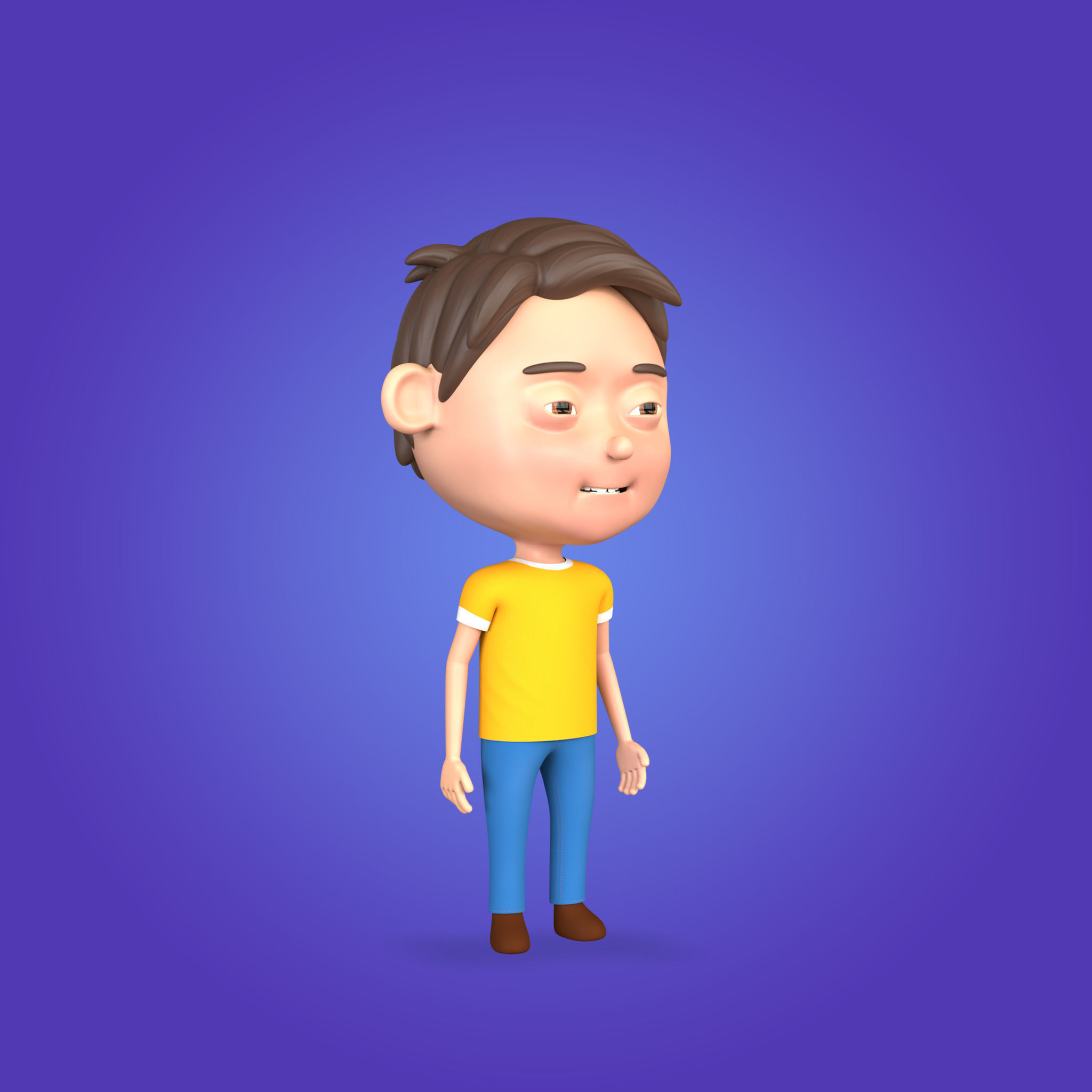 Cartoon Boy Rigged and Animated Low-poly 3D model_10