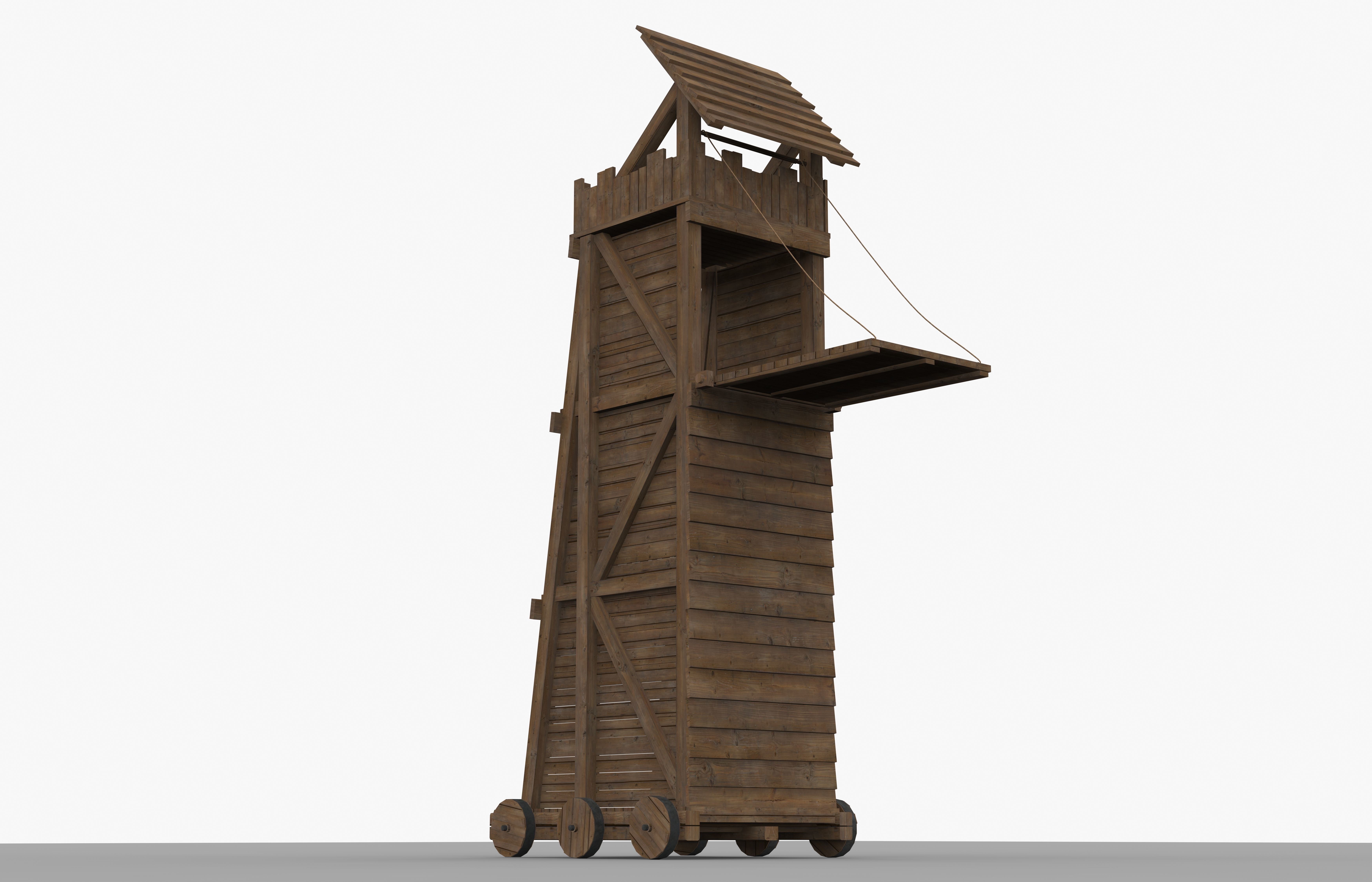 Medieval Siege Tower 3D model_0