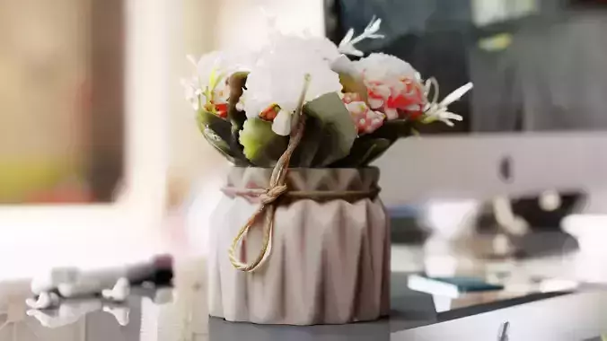 Premium Realistic Artificial Flower Arrangement 3D Model