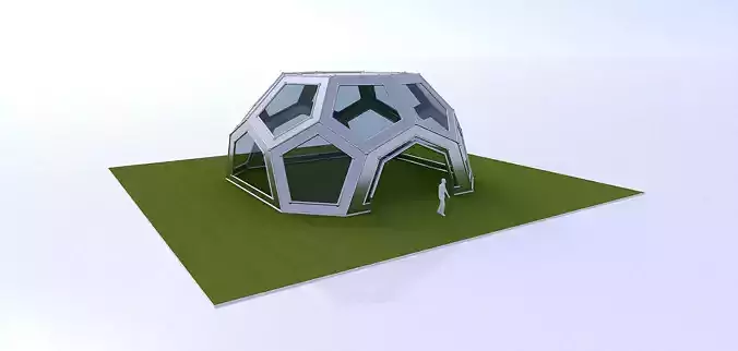 Pentagon Dome with frame and glass  3D model