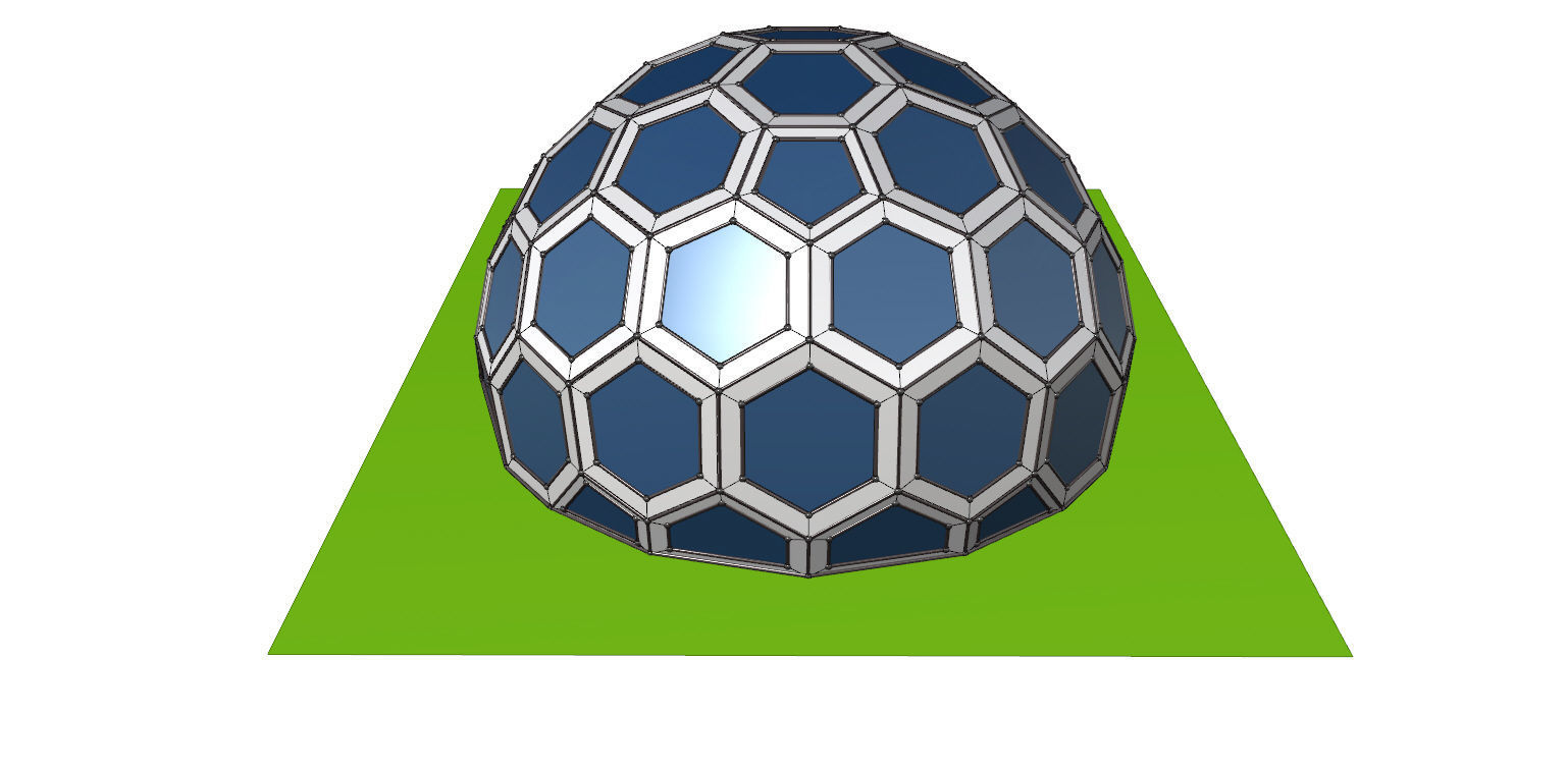 Geodesic Dome with frame and glass panels 3D model_22