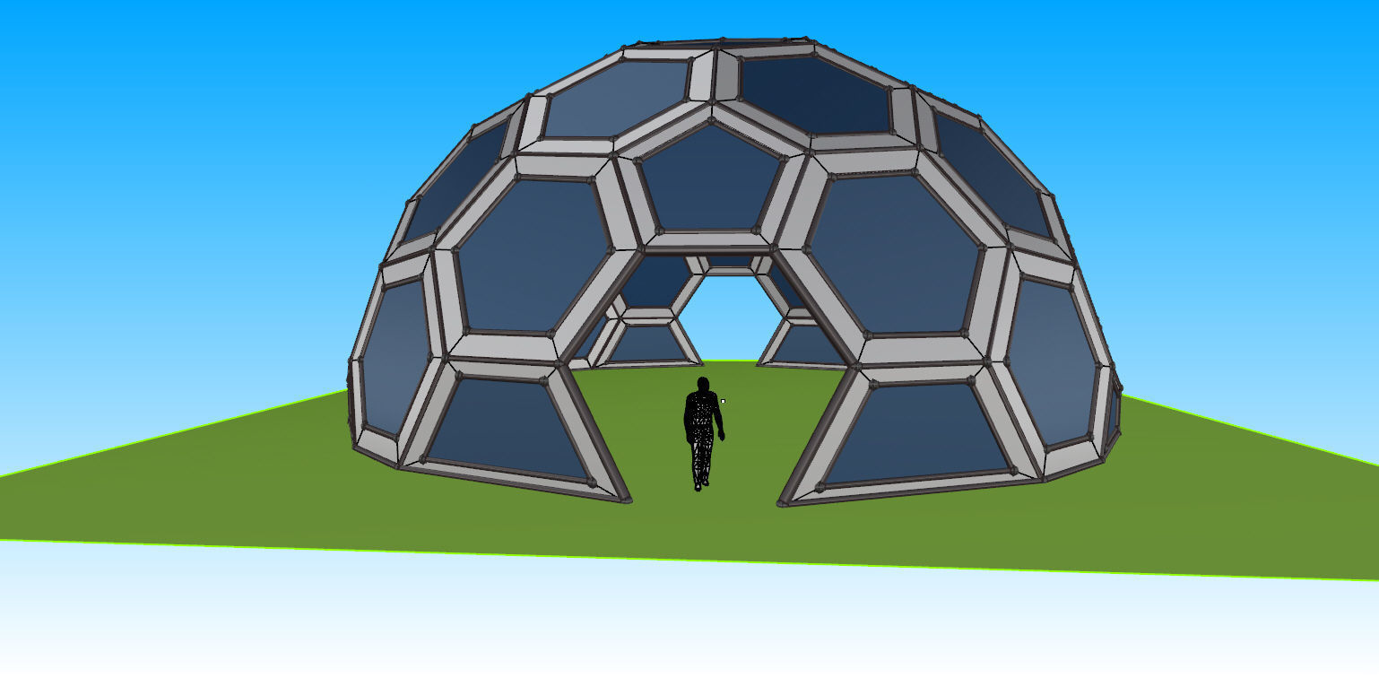 Geodesic Dome with frame and glass panels 3D model_13