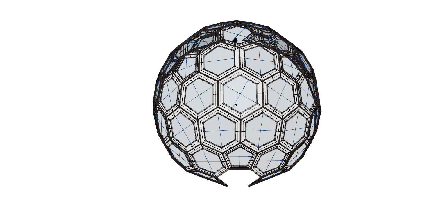 Geodesic Dome with frame and glass panels 3D model_18