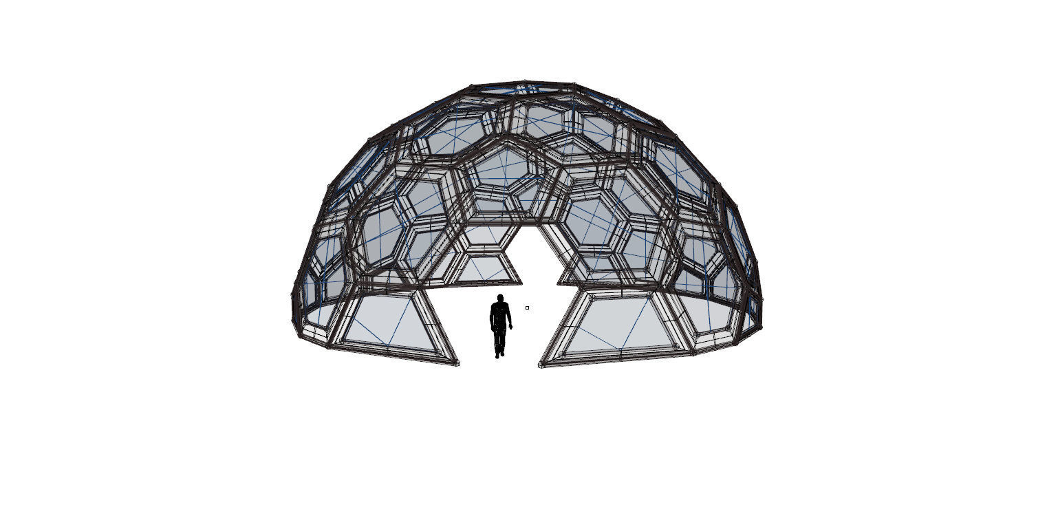 Geodesic Dome with frame and glass panels 3D model_19