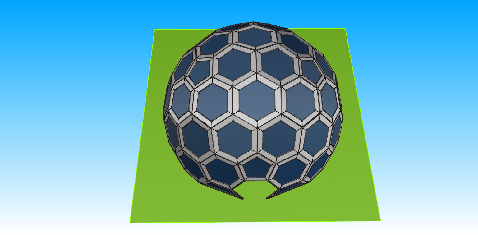 Geodesic Dome with frame and glass panels 3D model_10