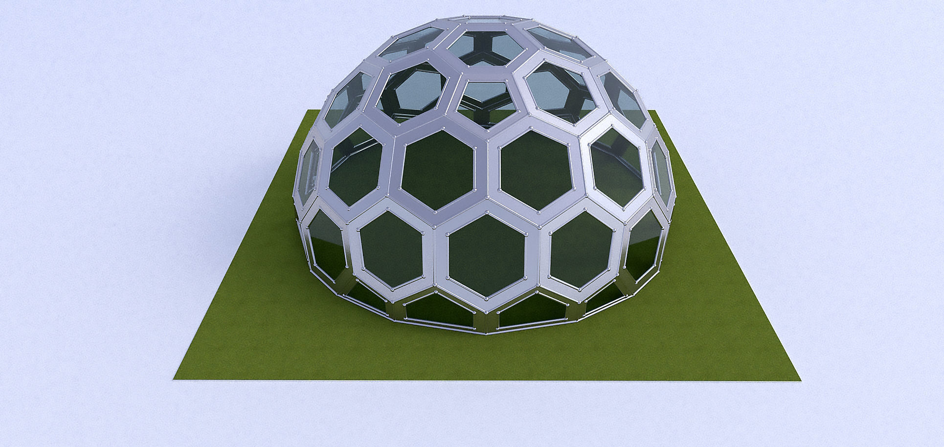 Geodesic Dome with frame and glass panels 3D model_5