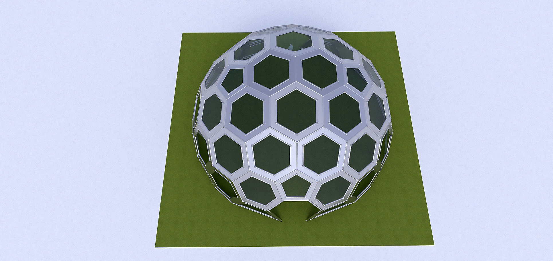 Geodesic Dome with frame and glass panels 3D model_4