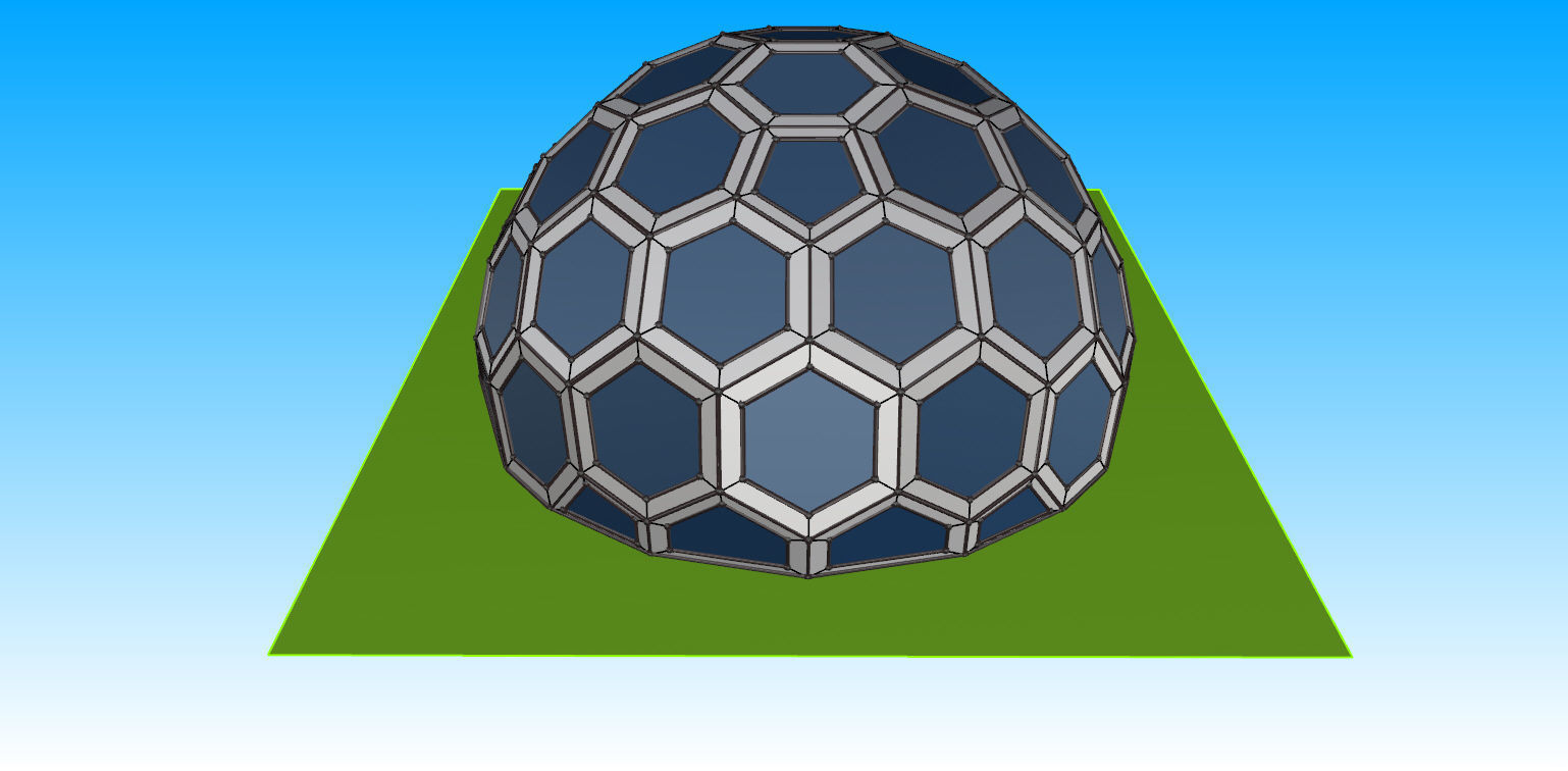 Geodesic Dome with frame and glass panels 3D model_9