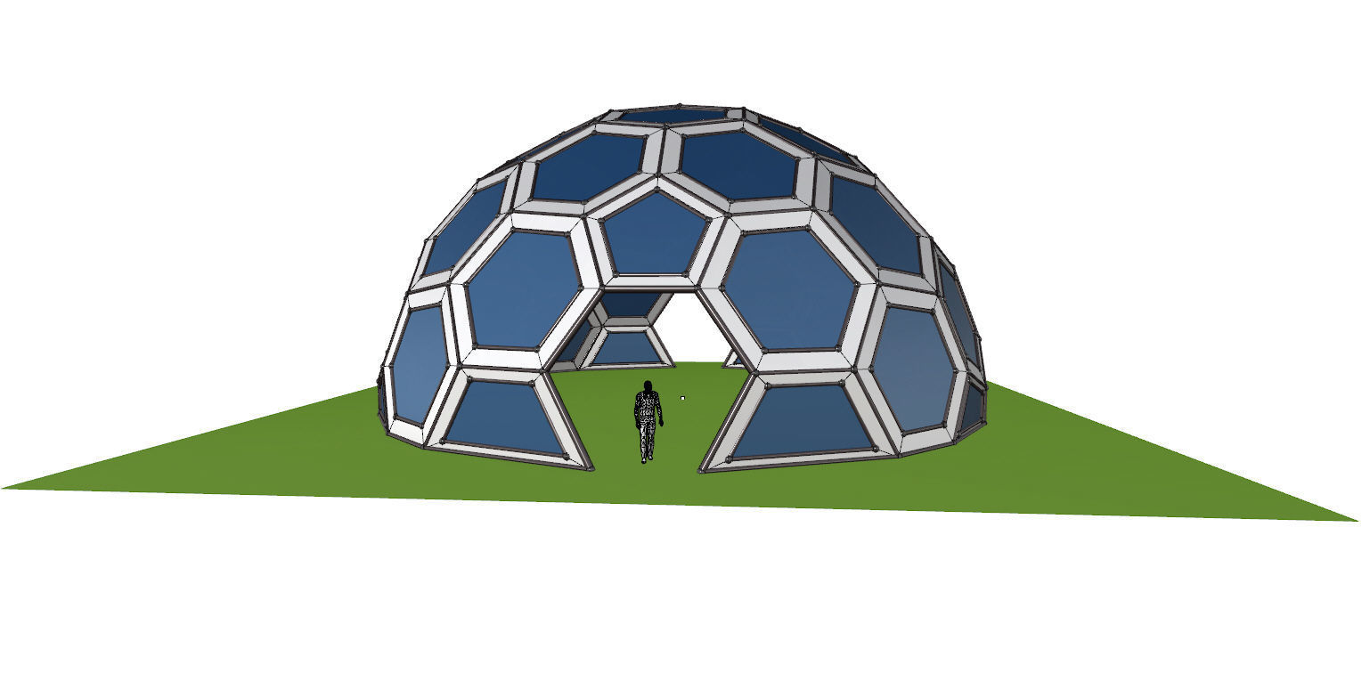 Geodesic Dome with frame and glass panels 3D model_26
