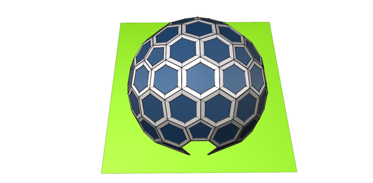 Geodesic Dome with frame and glass panels 3D model_24