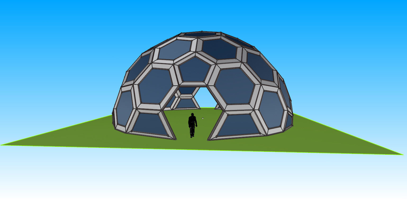 Geodesic Dome with frame and glass panels 3D model_11