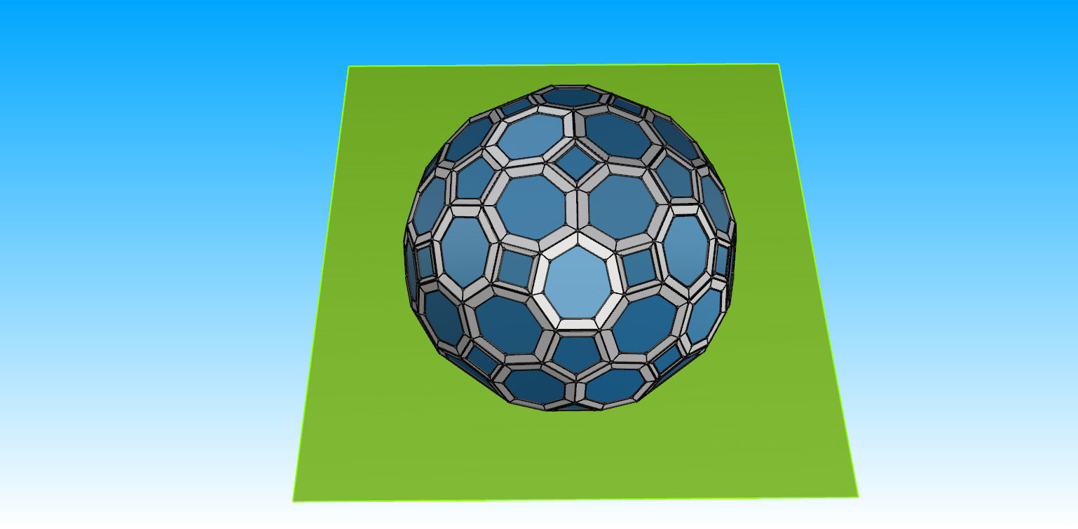 Geodesic Dome with square and pentagonal frame and glass panels 3D model_16