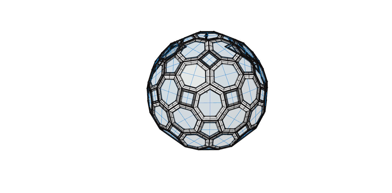 Geodesic Dome with square and pentagonal frame and glass panels 3D model_24