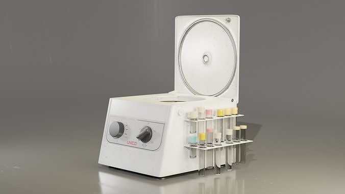 Centrifuge medical device with tray of dental tools 3D model