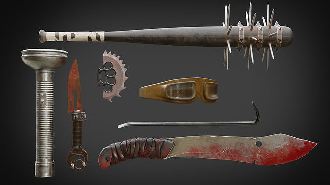 Post Apocalyptic tools Low-poly 3D model