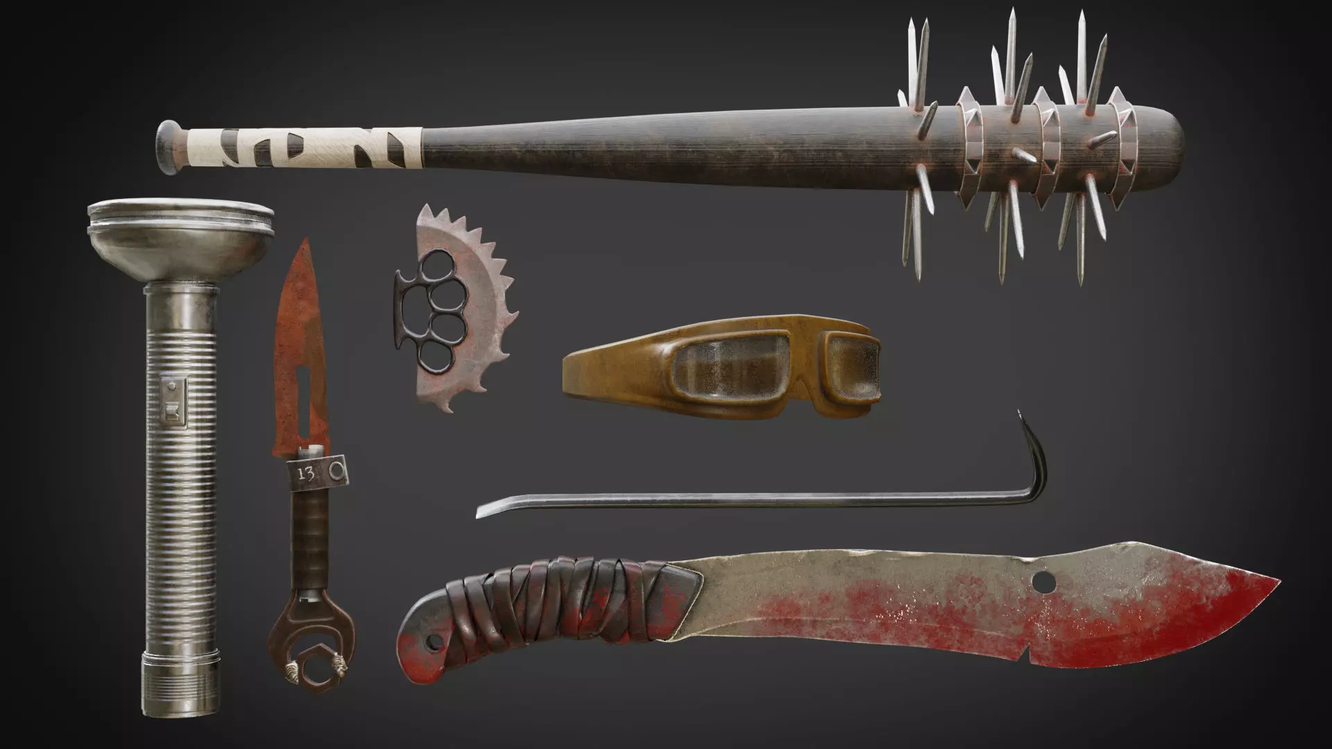 Post Apocalyptic tools Low-poly 3D model_0