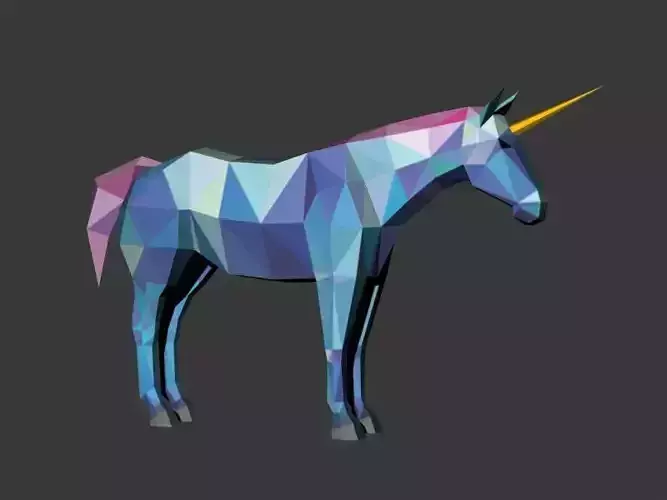 low-poly stylized unicorn