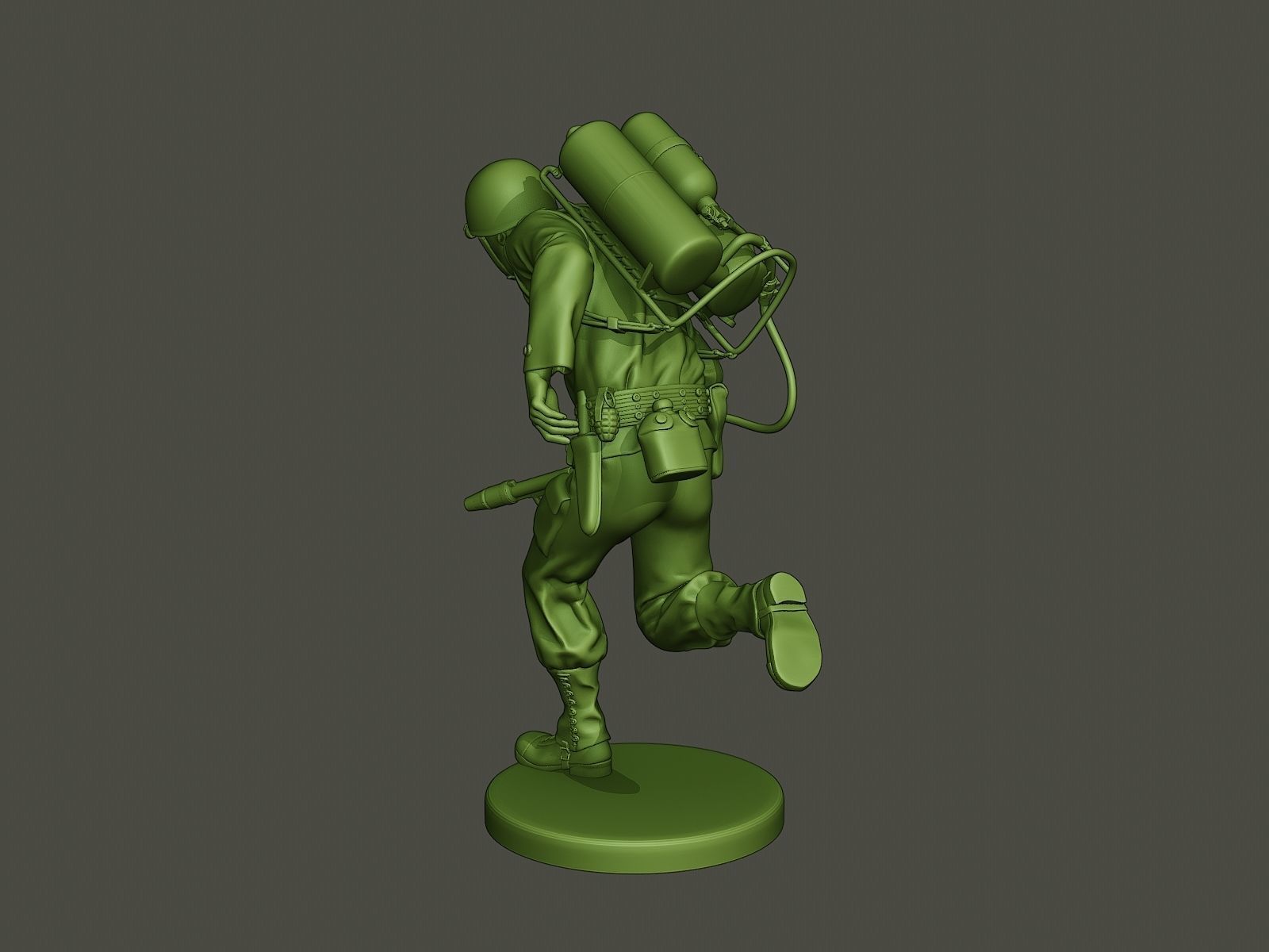 American soldier ww2 run A6 3D print model_4