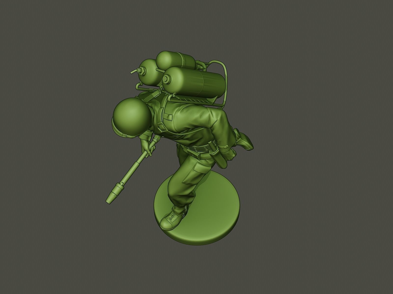 American soldier ww2 run A6 3D print model_14