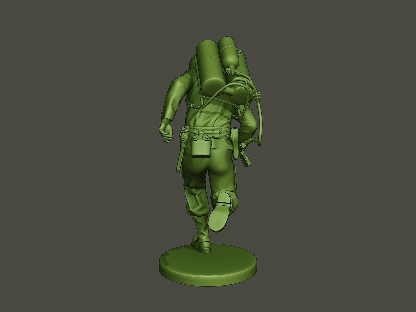 American soldier ww2 run A6 3D print model_5